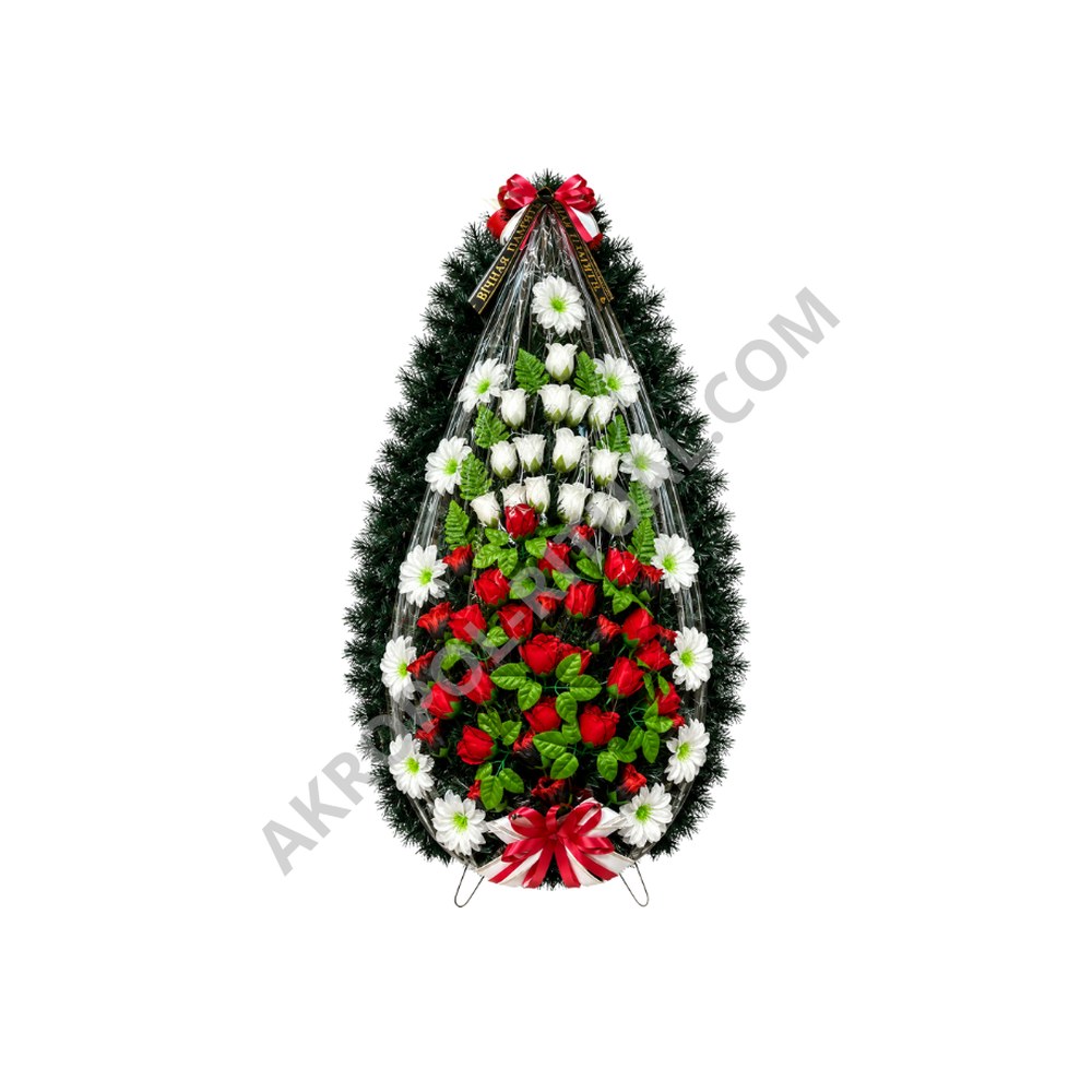 Великий вінок біло-червоний — ритуальна служба Ритуал PRO, Київ